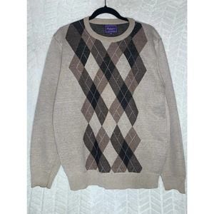Ballantrae Argyle Pattern Knit Sweater Crew Neck